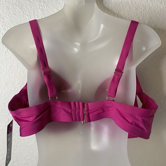 CATALINA Swimwear Bikini Twist Top Women's Plus 1X Underwire Hot Pink Padded NWT - Picture 9 of 11